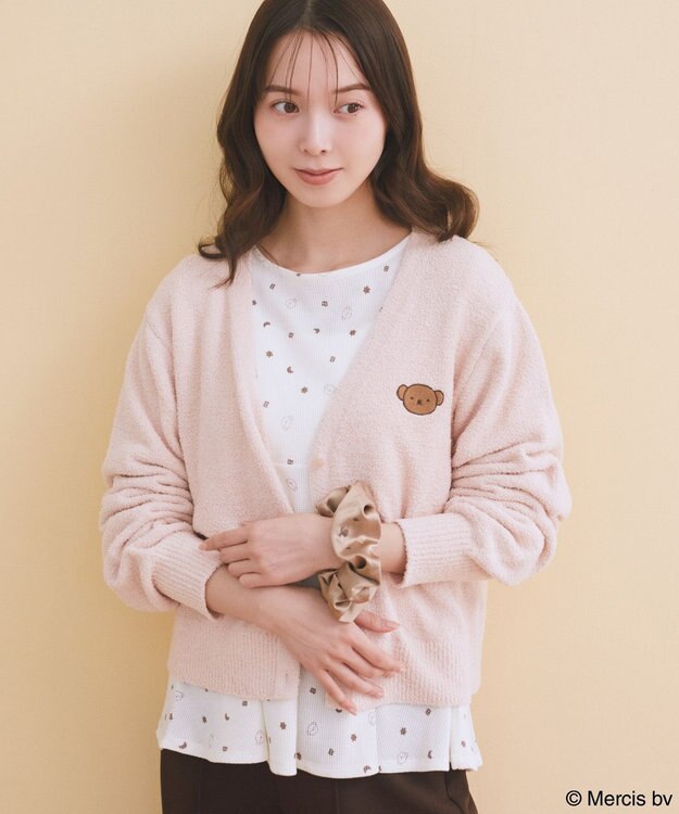 earth music&ecology miffy/earth フェイス刺繍シュシュ ブラウン