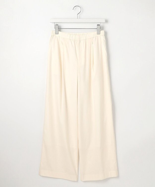 J.PRESS LADIES 【洗える】セルロースリネンストレッチ タックワイドパンツ ホワイト系