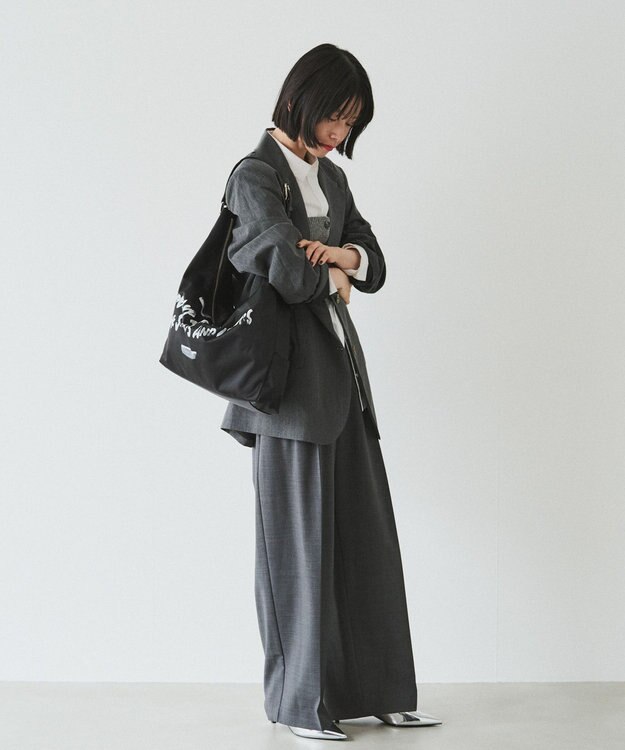 russet ステンシル風プリント ナイロン2WAYショルダーバッグ(SF-271) Black