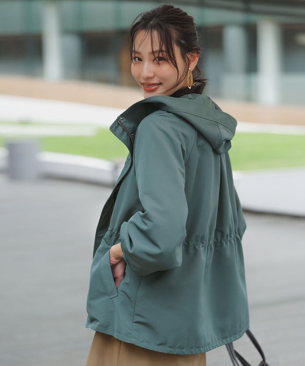 ANY SIS 【撥水・洗える】フーディショート ブルゾン ブルーグリーン