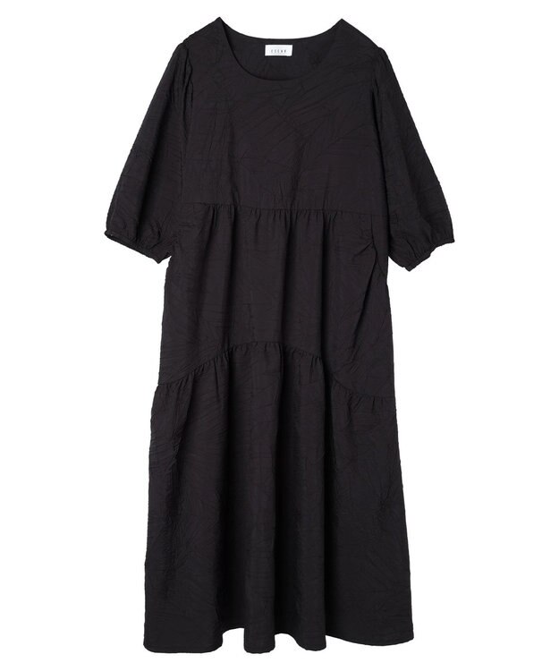 Green Parks ■ＥＳＣＡＲ　エンボスティアードワンピース Black