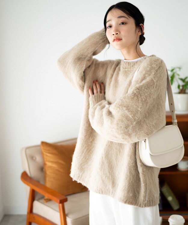 WEGO モヘアライクBIGプルオーバー ベージュ