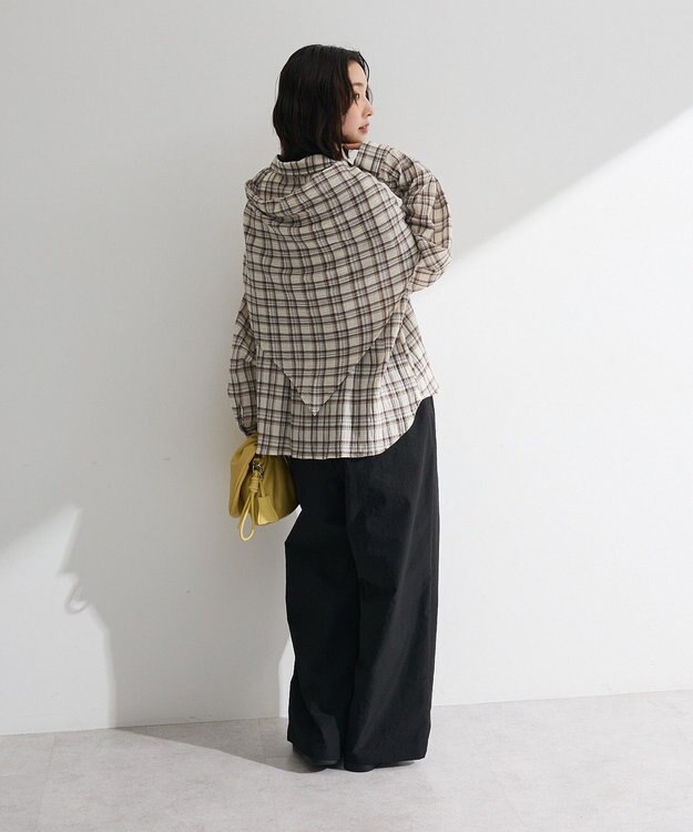 Green Parks スカーフ付チェックシャツ White