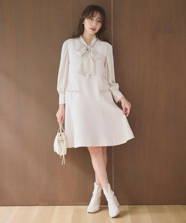 Feroux ツイードジャンパースカート アイボリー系