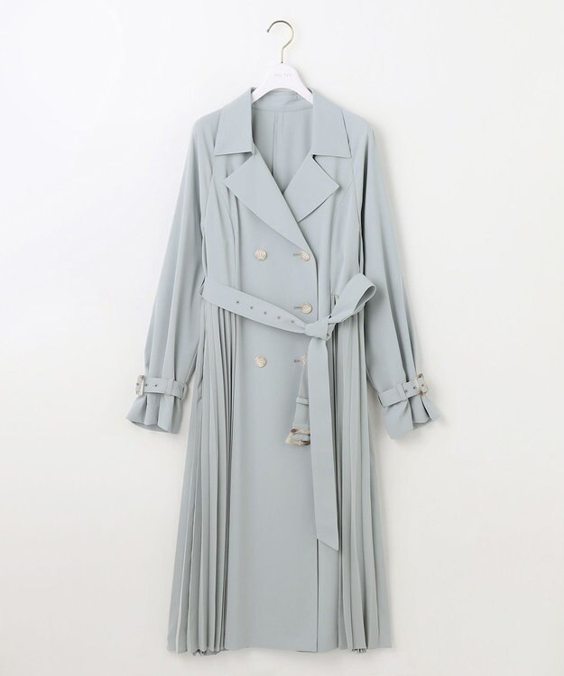 ANY SIS 【UVカット・花粉ガード】プリーツデザイントレンチ コート ミント