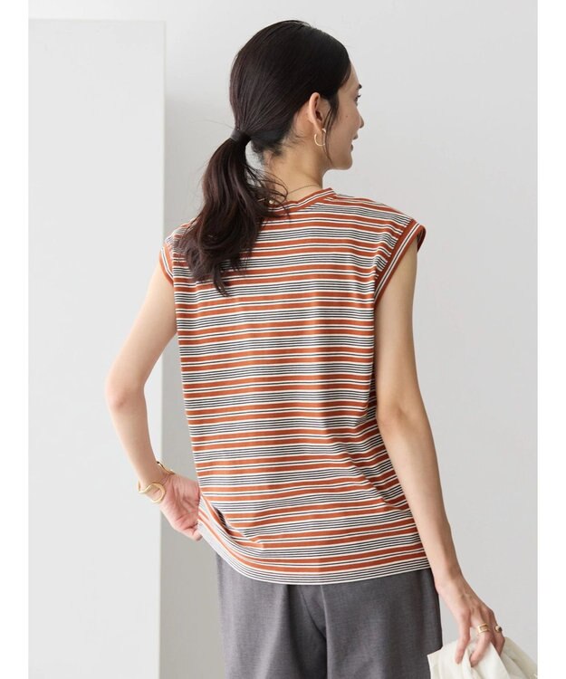 AMERICAN HOLIC マルチボーダーノースリーブカットプルオーバー Terracotta