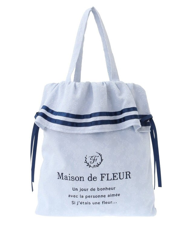 Maison de FLEUR ラインリボンジャカードトートバッグ Light Blue