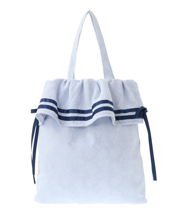 Maison de FLEUR ラインリボンジャカードトートバッグ Light Blue