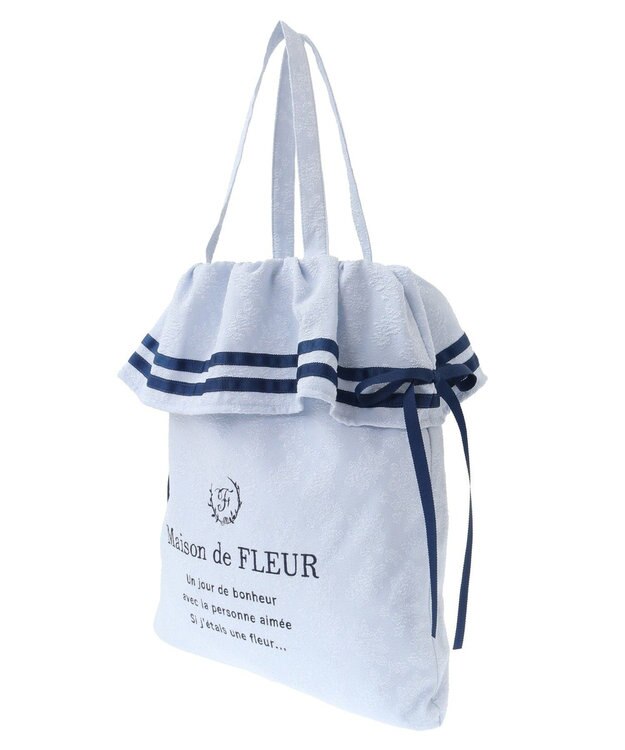 Maison de FLEUR ラインリボンジャカードトートバッグ Light Blue