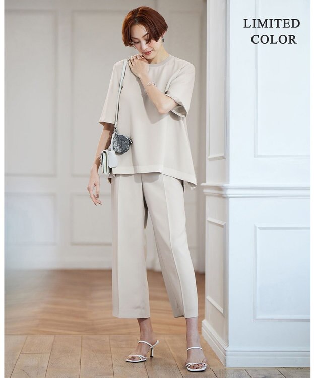 ICB 【WEB限定カラーあり】FluidBackSatin ワイドクロップドパンツ トープ系［WEB限定］