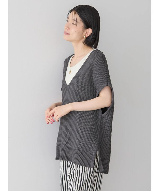 AMERICAN HOLIC リネンブレンドニットベスト Charcoal Gray