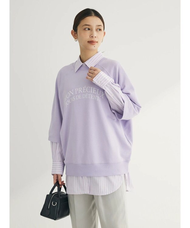 Green Parks BEST PRICE ２ｗａｙ ミニ裏毛ロゴトレＴＥＥ Lilac