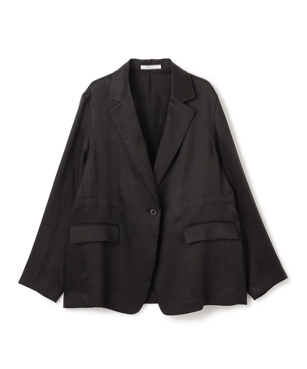 BEIGE， 【洗える】BERGAMOT / ウォッシャブルリネンバックドロストジャケット Black