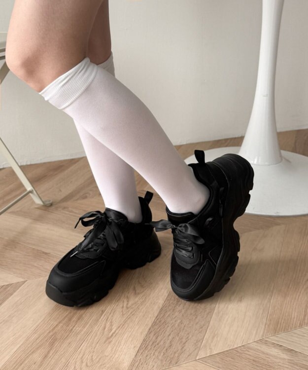 WEGO リボンデザイン厚底スニーカー ブラック