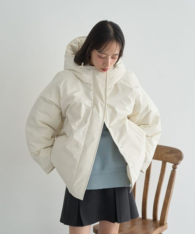 earth music&ecology フーデットパファーコート Ivory