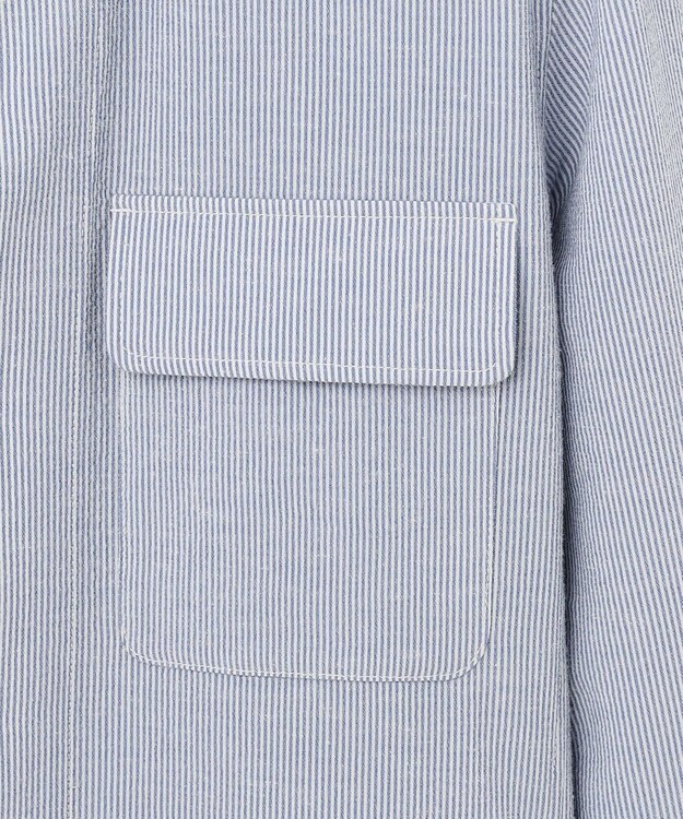 JOSEPH ABBOUD 【清涼・軽量・夏の軽羽織】クールサッカー ライトシャツ アウター ブルー系