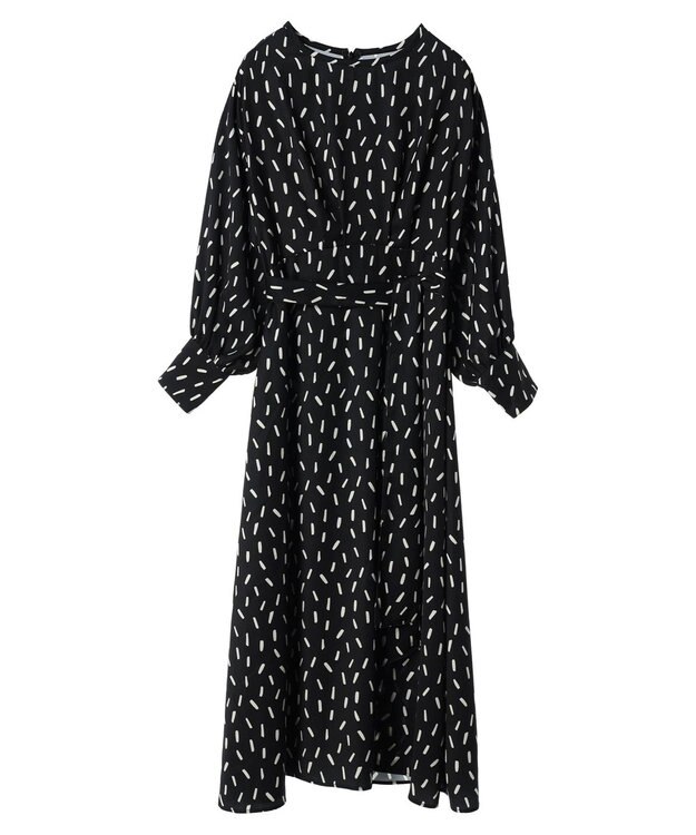 Green Parks armonia．スクエアドットプリントタックワンピース Black