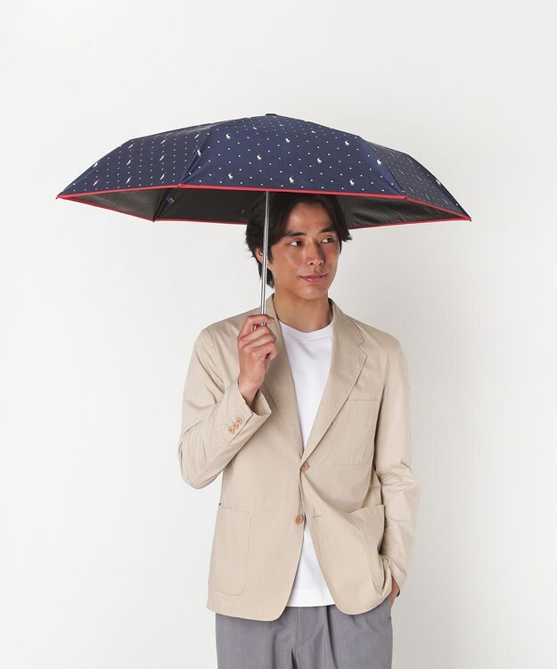 MOONBAT POLO RALPH LAUREN（ポロ ラルフローレン）晴雨兼用日傘 ドット 遮光率100% 遮熱 遮熱 UV ネイビー