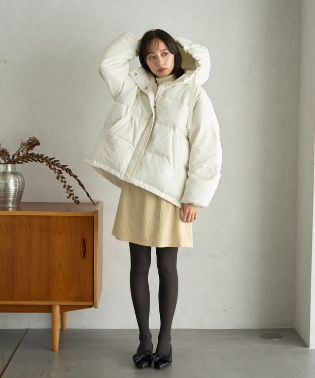 earth music&ecology フーディーパファーブルゾン アイボリー