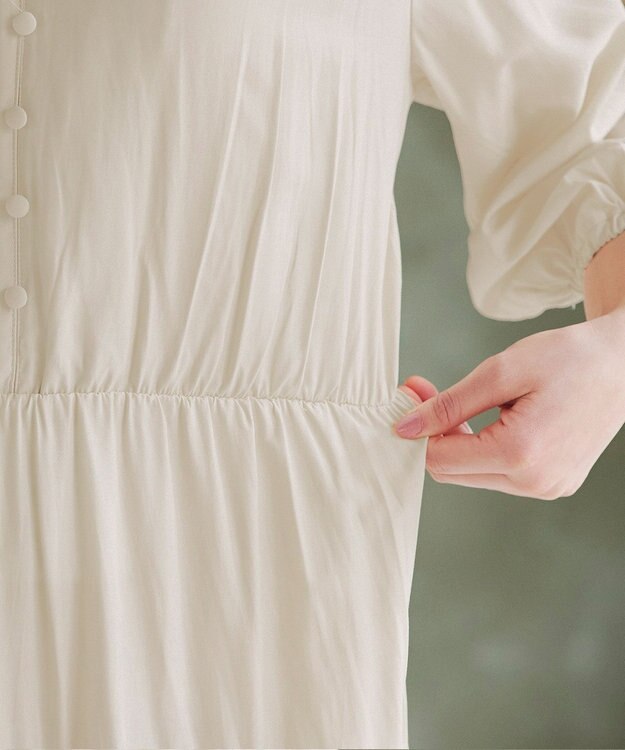 Tiaclasse 【2WAY・洗える】パフスリーブティアードマキシワンピース アイボリー