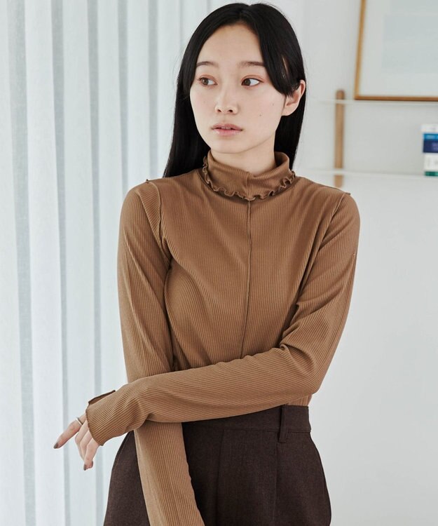 WEGO ソフトタッチカラーリブロンT ブラウン