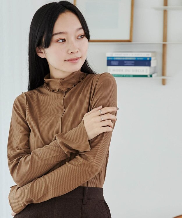 WEGO ソフトタッチカラーリブロンT ブラウン