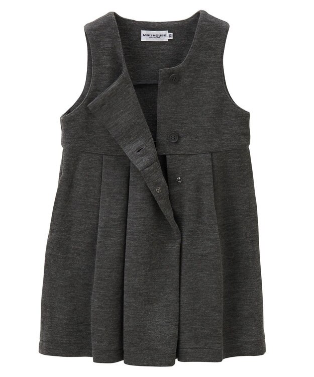 MIKI HOUSE HOT BISCUITS 【90-130cm】ポンチジャージ素材のジャンパースカート グレー