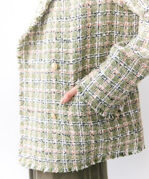 BEIGE， BERYL / ファンシーツイードダブルジャケット Khaki Mix