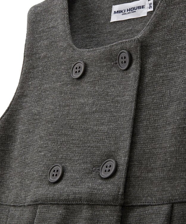 MIKI HOUSE HOT BISCUITS 【90-130cm】ポンチジャージ素材のジャンパースカート グレー