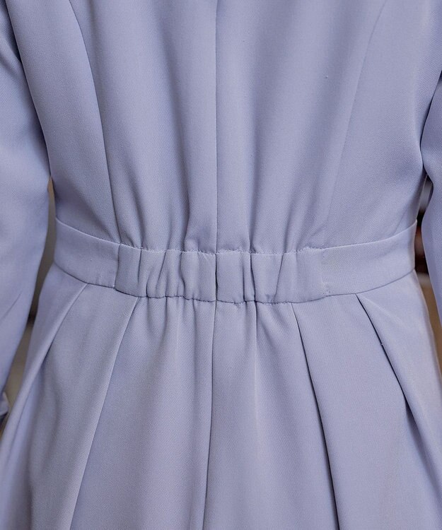 Tiaclasse L 【洗える】アシンメトリータックフレアワンピース ブルー