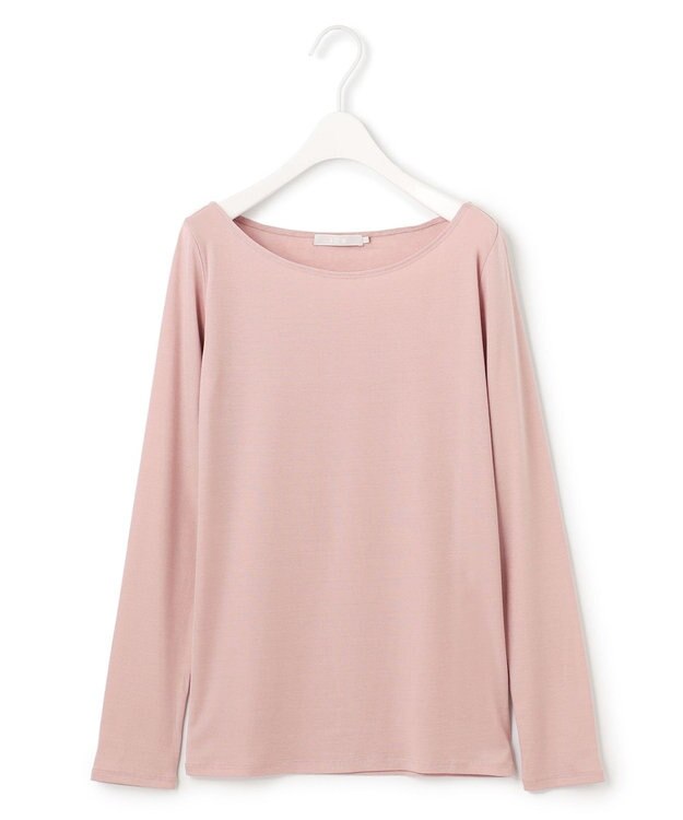 ICB L 【洗える】リヨセルカシミヤスムース ボートネックカットソー ヘイズピンク系