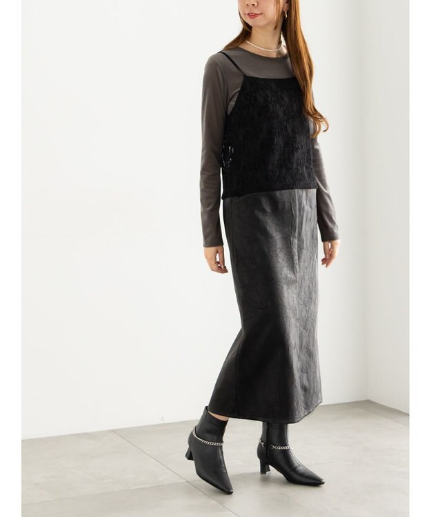 Te chichi 起毛レース前後2WAYキャミブラウス ブラック