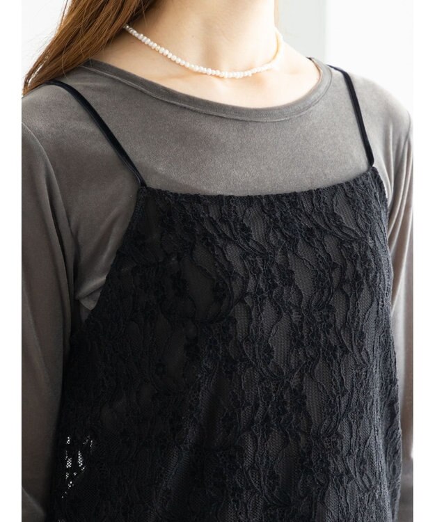 Te chichi 起毛レース前後2WAYキャミブラウス ブラック