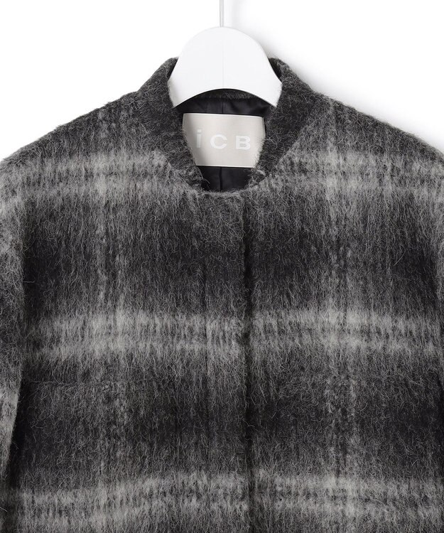 ICB ウールシャギーブルゾン ブラックチェック