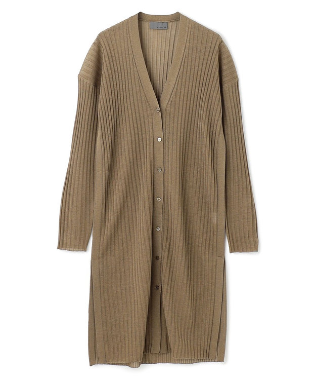 uncrave シアーニット リブロングカーディガン モカ