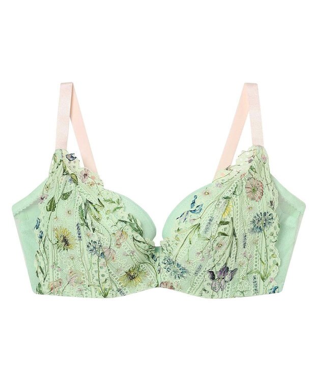 une nana cool さあわたし レース 脇高ブラジャー MADE WITH LIBERTY FABRIC クリアグリーン