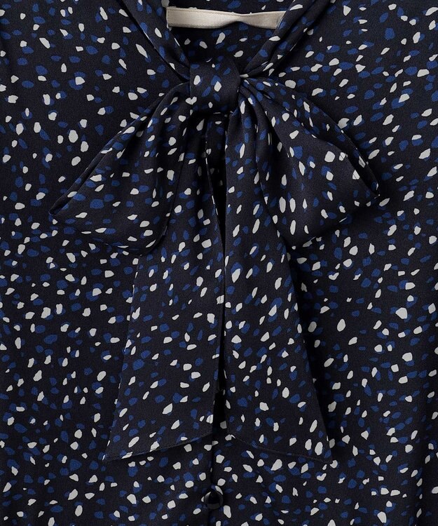 自由区 【XSサイズ～/洗える】フローイングドットプリント ワンピース ネイビー系5