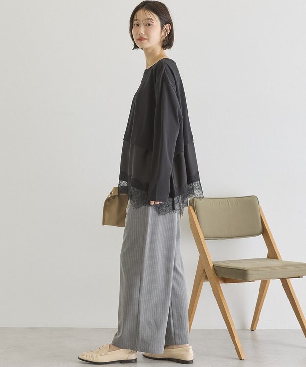 AMERICAN HOLIC スカラップレースプルオーバー Black