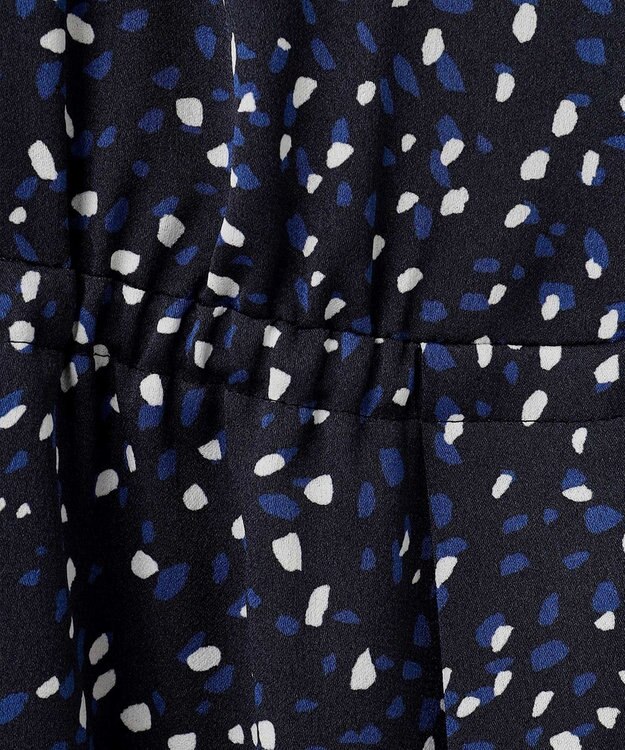 自由区 【XSサイズ～/洗える】フローイングドットプリント ワンピース ネイビー系5
