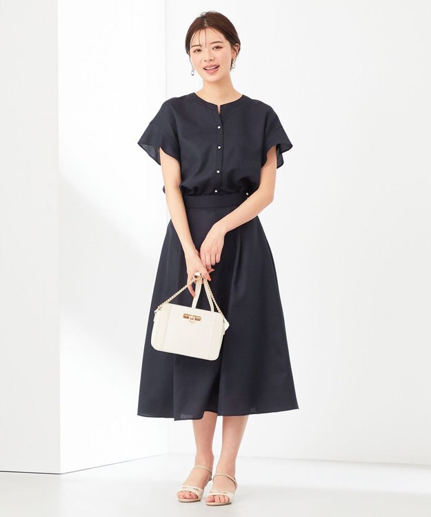 ANY SIS 【美人百花6月号掲載】スムージーポリエステル ブラウス ネイビー