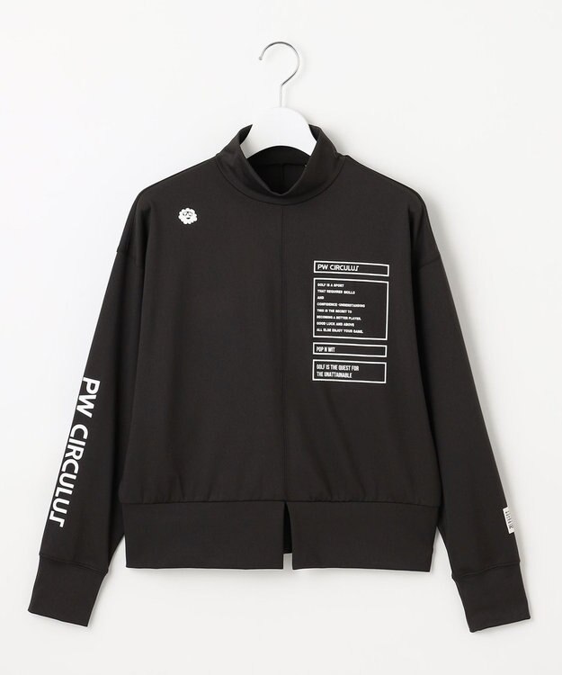 PW CIRCULUS 【吸水速乾 / UV遮蔽率99.5% UVカット / ストレッチ】【WOMEN】ドルマンスリーブモックネックT ゴルフウェア レディース ブラック系