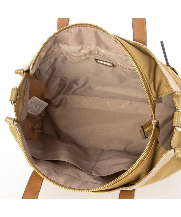 LA BAGAGERIE 【エコユース】ナイロン×型押しエナメル　2WAYミニトート ベージュ