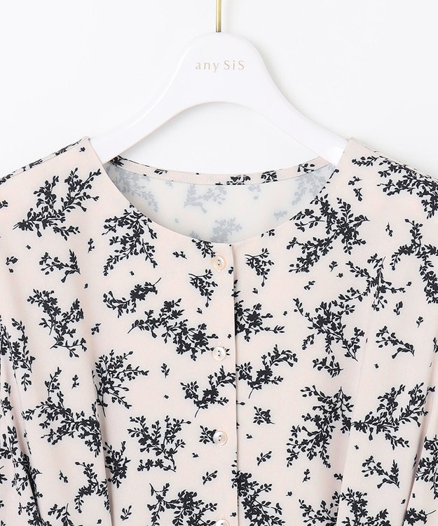 ANY SIS 【美人百花10月号掲載】ドルマンニット×プリントワンピース セット アイボリー系×ブラックニット