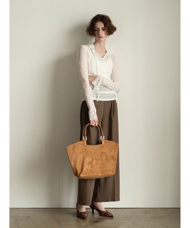 Te chichi パッチワークレース前後2WAY衿デザインTOPS《2025Autumn catalog item》 オフホワイト