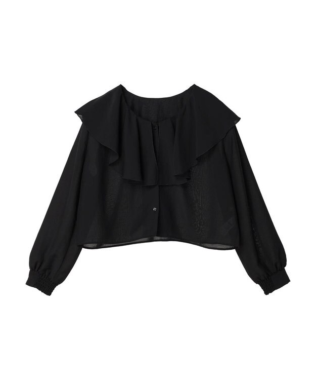 earth music&ecology ラッフルショートブラウス Black