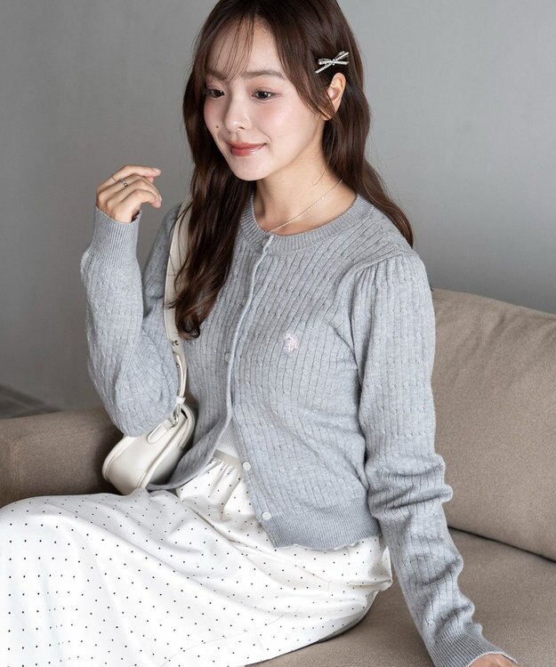 WEGO 【26年春新作】別注USPOLOケーブルニットカーデ グレー