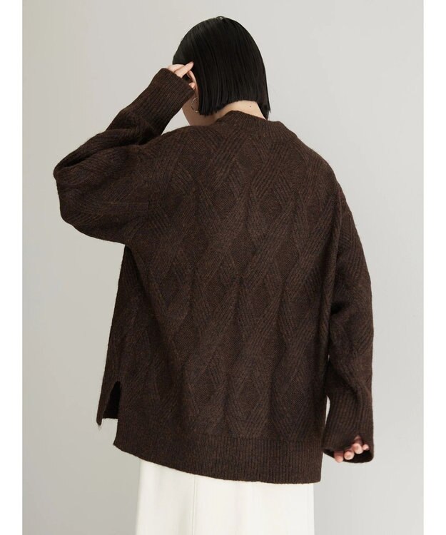 AMERICAN HOLIC Ｍｉｘヤーンモックネックケーブルニットプルオーバー Brown