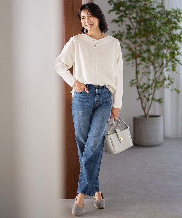 ANY 【洗濯機可】ジョーゼット裏起毛Vネックプルオーバー エクリュ