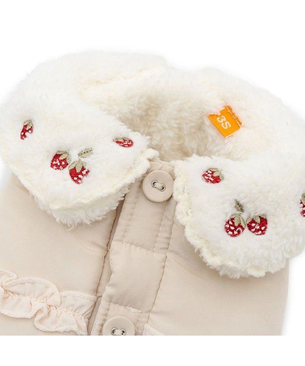 PET PARADISE ペットパラダイス 遠赤外線 苺襟付き 綿入れ ベスト  小型犬 ベージュ