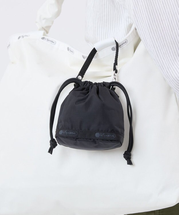 LeSportsac DRAWSTRING BUCKET CHARM/リサイクルドブラックJP リサイクルドブラックJP